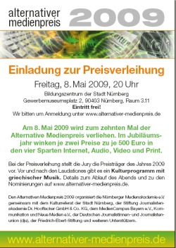 Einladungskarte zur Preisverleihung